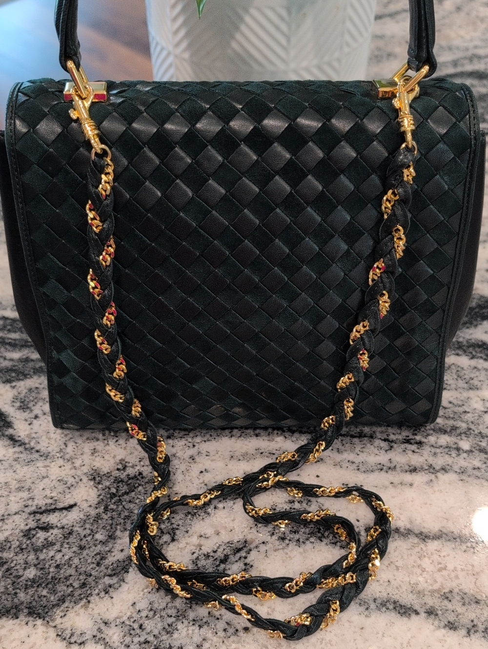 Bally Lambskin & Suede Top Handle Woven Crossbody Bag - RARE - VINTAGE - Picture 6 of 10